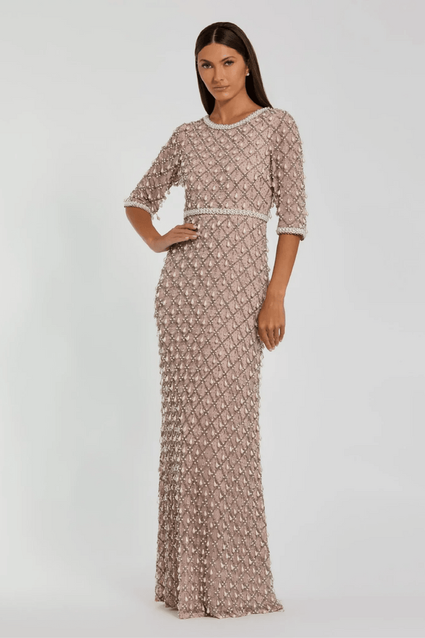 Pearl Embellished Gown - ALBOUSHIYA - district 5 - dubai - riyadh - abaya - dresses - designers - evening wear - luxury - elegance - craftsmanship - gowns - cocktail dresses - collections - georges