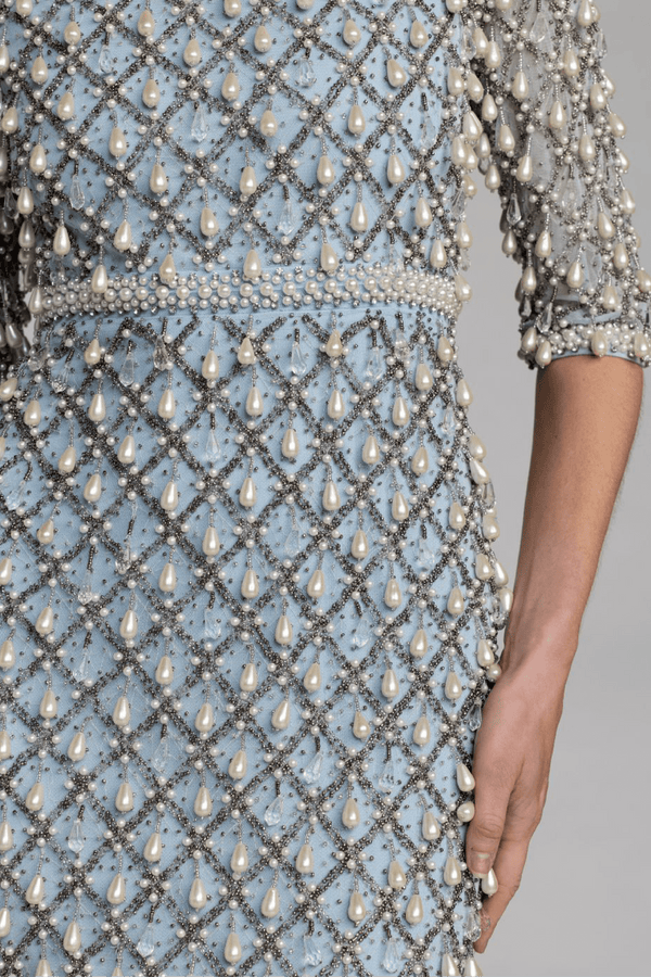 Pearl Embellished Gown - ALBOUSHIYA - district 5 - dubai - riyadh - abaya - dresses - designers - evening wear - luxury - elegance - craftsmanship - gowns - cocktail dresses - collections - georges