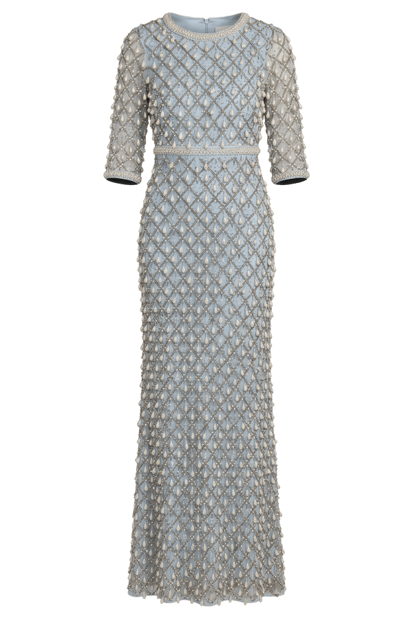 Pearl Embellished Gown - ALBOUSHIYA - district 5 - dubai - riyadh - abaya - dresses - designers - evening wear - luxury - elegance - craftsmanship - gowns - cocktail dresses - collections - georges