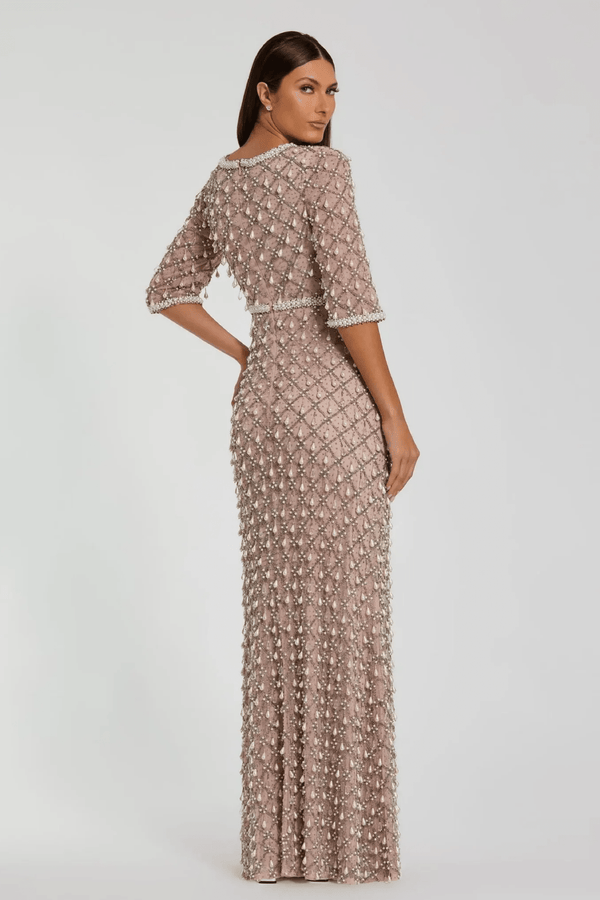 Pearl Embellished Gown - ALBOUSHIYA - district 5 - dubai - riyadh - abaya - dresses - designers - evening wear - luxury - elegance - craftsmanship - gowns - cocktail dresses - collections - georges