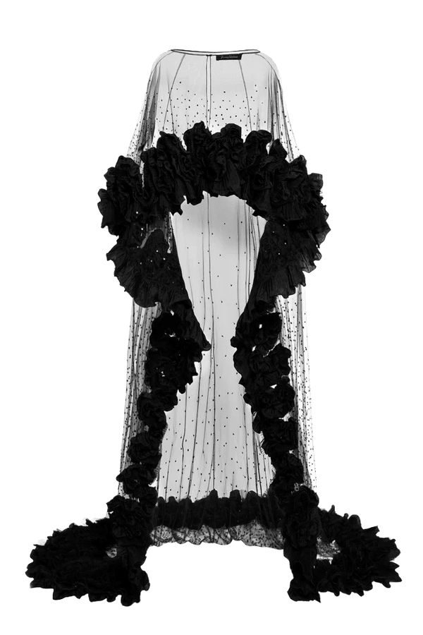 Petal Bloom Cape & Lust Dress - ALBOUSHIYA - district 5 - dubai - riyadh - abaya - dresses - designers - evening wear - luxury - elegance - craftsmanship - gowns - cocktail dresses - collections - georges