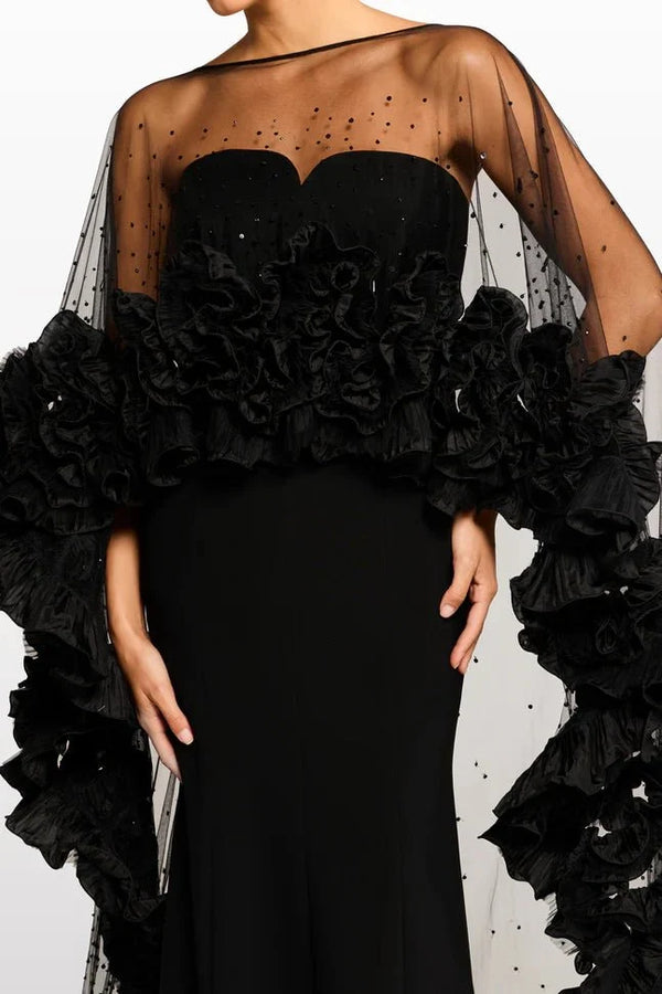 Petal Bloom Cape & Lust Dress - ALBOUSHIYA - district 5 - dubai - riyadh - abaya - dresses - designers - evening wear - luxury - elegance - craftsmanship - gowns - cocktail dresses - collections - georges