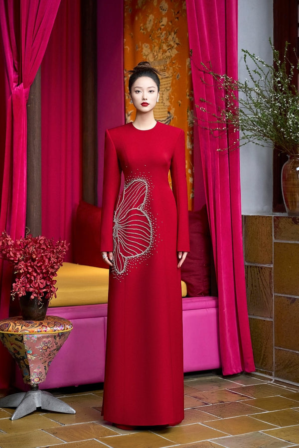Petal Radiance Gown - ALBOUSHIYA - district 5 - dubai - riyadh - abaya - dresses - designers - evening wear - luxury - elegance - craftsmanship - gowns - cocktail dresses - collections - georges