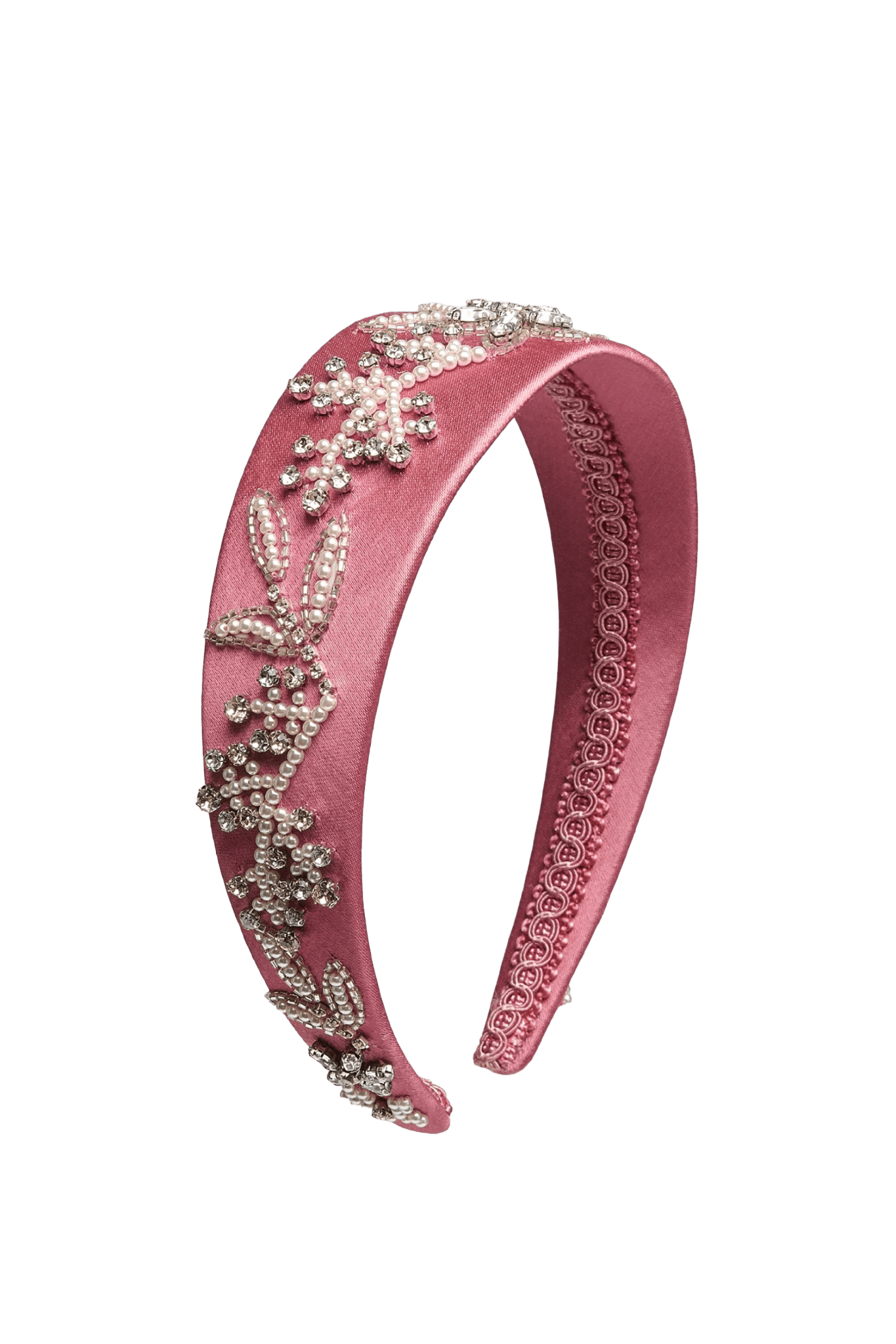 Pink Embellished Textured Satin Headband - ALBOUSHIYA - district 5 - dubai - riyadh - abaya - dresses - designers - evening wear - luxury - elegance - craftsmanship - gowns - cocktail dresses - collections - georges
