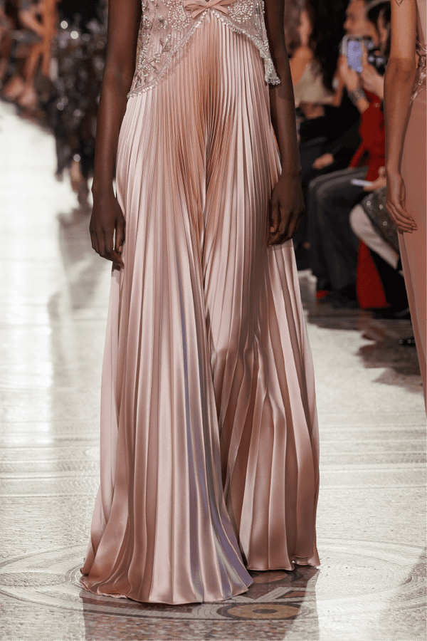 Pleated Embellished Long Dress - ALBOUSHIYA - district 5 - dubai - riyadh - abaya - dresses - designers - evening wear - luxury - elegance - craftsmanship - gowns - cocktail dresses - collections - georges