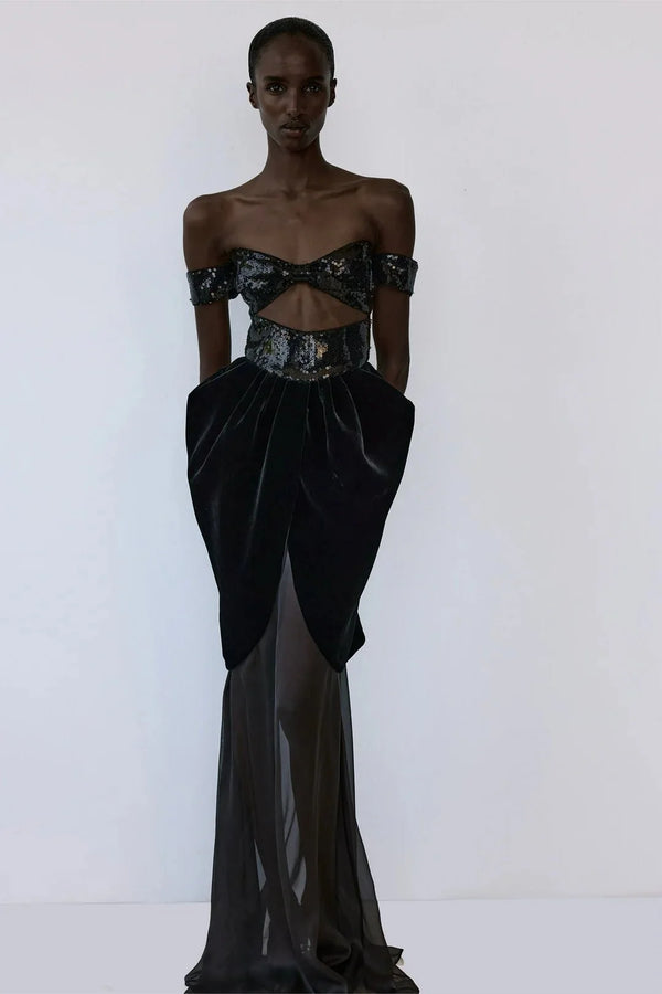 Poesie Gown in Lavaflux - ALBOUSHIYA - district 5 - dubai - riyadh - abaya - dresses - designers - evening wear - luxury - elegance - craftsmanship - gowns - cocktail dresses - collections - georges