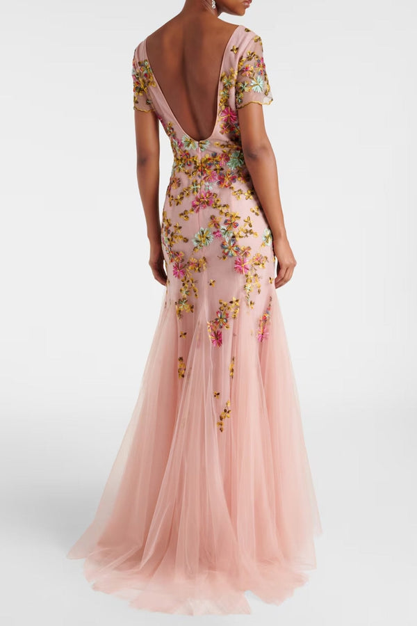Polina Embroidered Tulle Gown - ALBOUSHIYA - district 5 - dubai - riyadh - abaya - dresses - designers - evening wear - luxury - elegance - craftsmanship - gowns - cocktail dresses - collections - georges