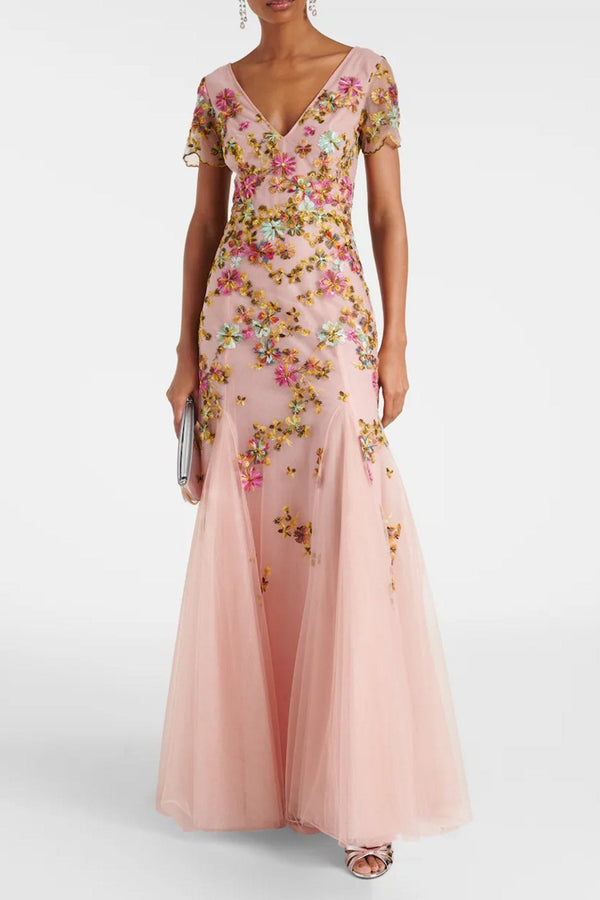 Polina Embroidered Tulle Gown - ALBOUSHIYA - district 5 - dubai - riyadh - abaya - dresses - designers - evening wear - luxury - elegance - craftsmanship - gowns - cocktail dresses - collections - georges