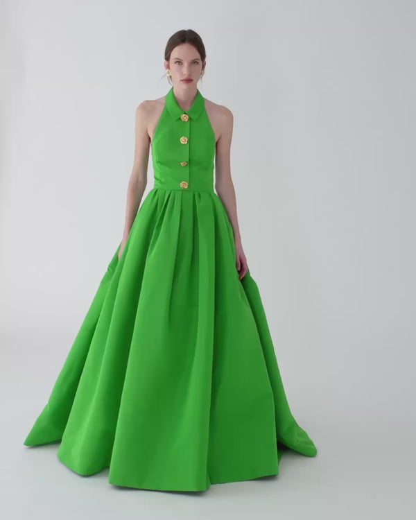 Collared Halterneck Gown