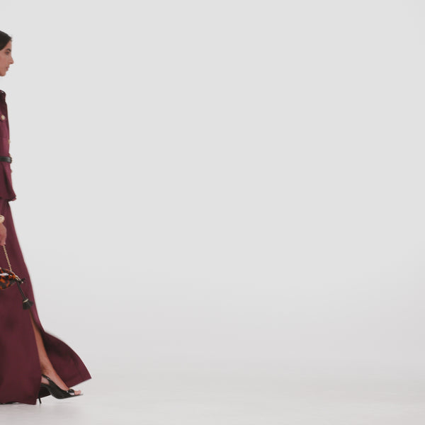 Peplum Maxi Dress in Bordeaux