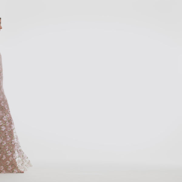 Pink Rhinestone Sequin Mesh Maxi Dress