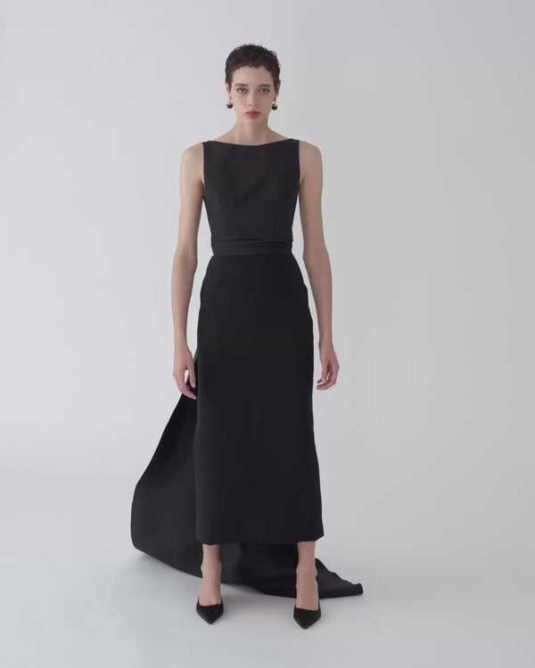 Column Gown with Back Bow