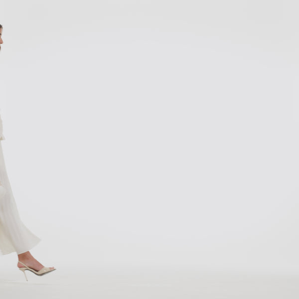 Cream Tailored Boucle And Chiffon Midi Dress