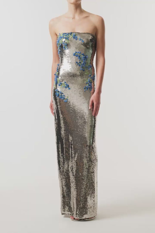 Sequin Floral Embroidered Gown