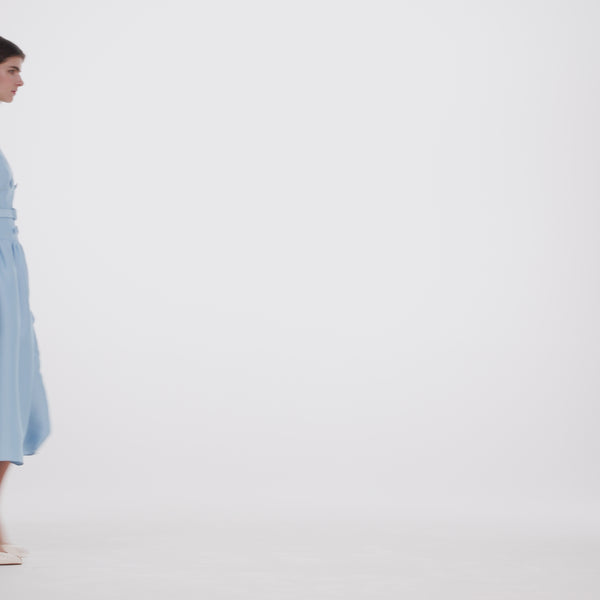 Belted Taffeta Midi Dress