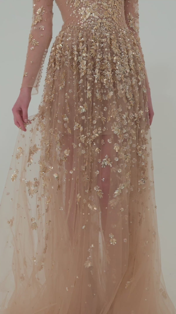 Long Sleeve Dress with Beading