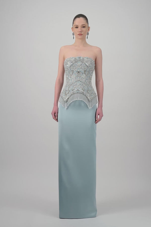 Strapless Satin Gown