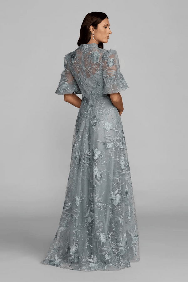 Queen Anne Puff Sleeve Embroidered A-Line Gown - ALBOUSHIYA - district 5 - dubai - riyadh - abaya - dresses - designers - evening wear - luxury - elegance - craftsmanship - gowns - cocktail dresses - collections - georges