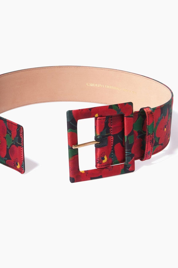 Red Floral - Print Icon Belt - ALBOUSHIYA - district 5 - dubai - riyadh - abaya - dresses - designers - evening wear - luxury - elegance - craftsmanship - gowns - cocktail dresses - collections - georges