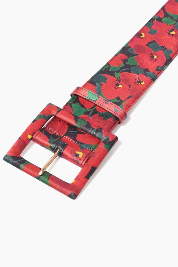 Red Floral - Print Icon Belt - ALBOUSHIYA - district 5 - dubai - riyadh - abaya - dresses - designers - evening wear - luxury - elegance - craftsmanship - gowns - cocktail dresses - collections - georges