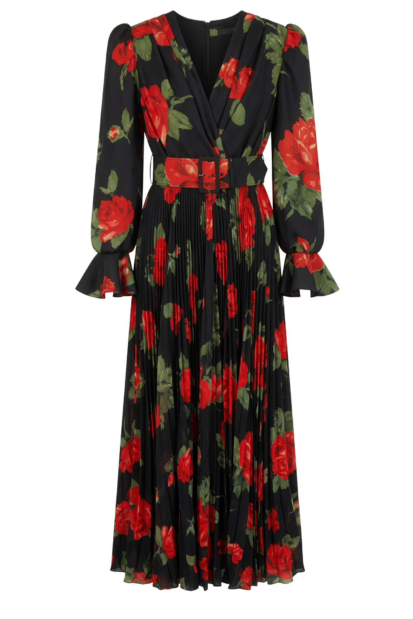 Rose Chiffon Belted Dress - ALBOUSHIYA - district 5 - dubai - riyadh - abaya - dresses - designers - evening wear - luxury - elegance - craftsmanship - gowns - cocktail dresses - collections - georges