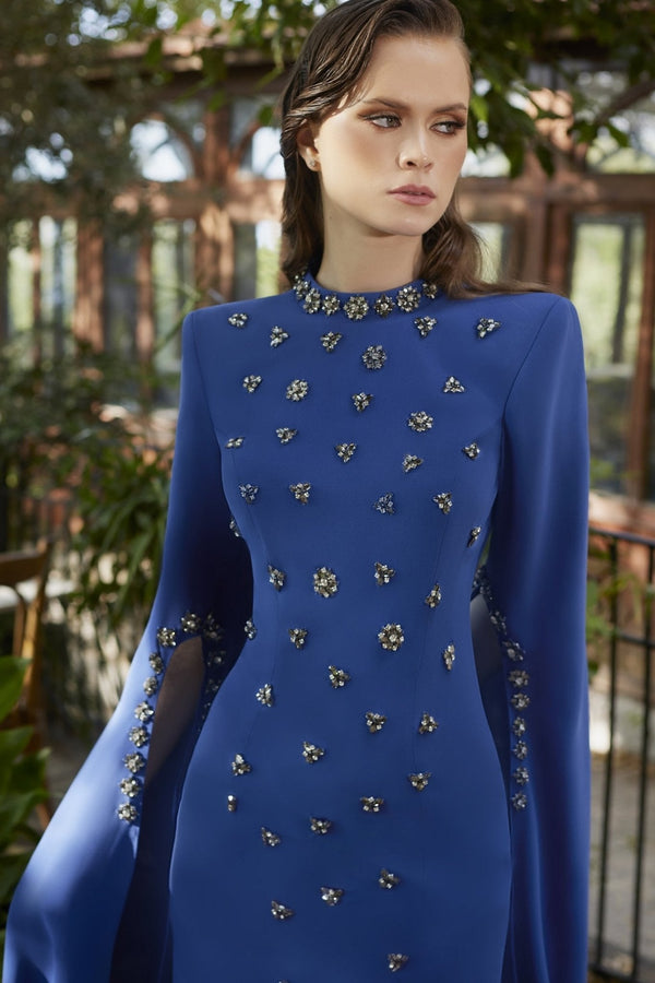 Royal Blue Gown - ALBOUSHIYA - district 5 - dubai - riyadh - abaya - dresses - designers - evening wear - luxury - elegance - craftsmanship - gowns - cocktail dresses - collections - georges