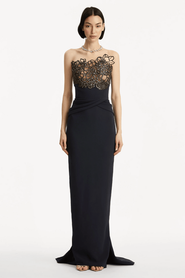 Rubber Lace Cady Gown - ALBOUSHIYA - district 5 - dubai - riyadh - abaya - dresses - designers - evening wear - luxury - elegance - craftsmanship - gowns - cocktail dresses - collections - georges