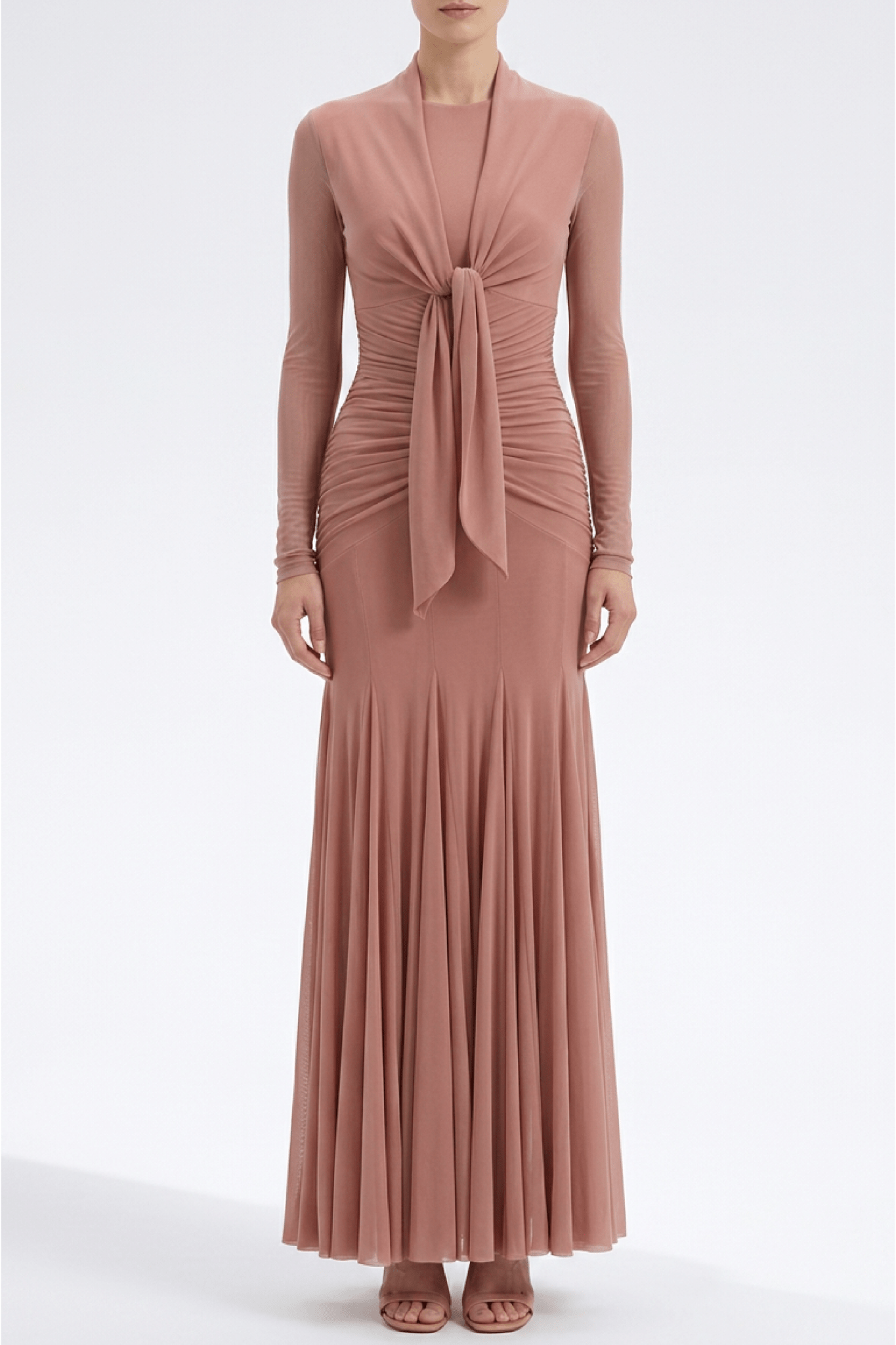 Ruched Tulle Dress & Jacket - ALBOUSHIYA - district 5 - dubai - riyadh - abaya - dresses - designers - evening wear - luxury - elegance - craftsmanship - gowns - cocktail dresses - collections - georges