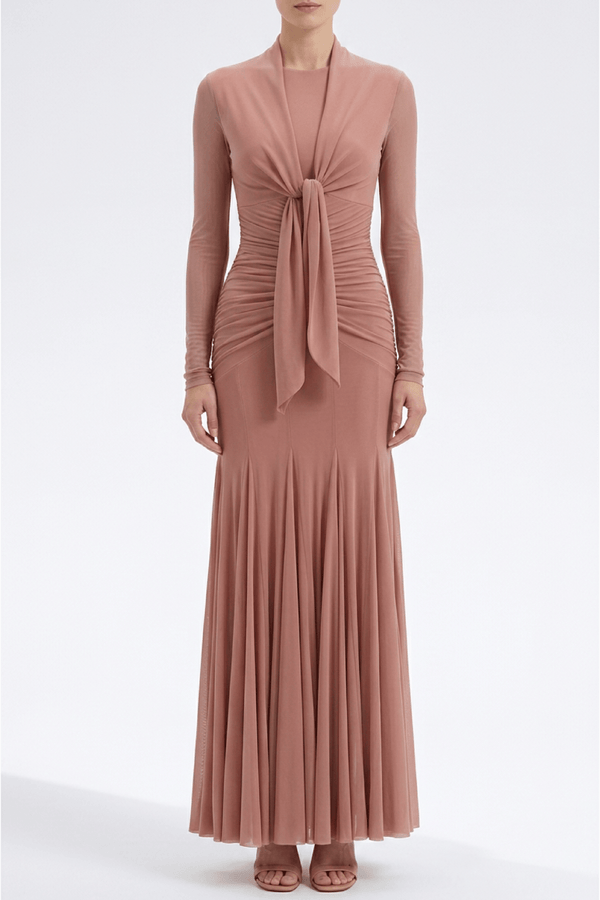 Ruched Tulle Dress & Jacket - ALBOUSHIYA - district 5 - dubai - riyadh - abaya - dresses - designers - evening wear - luxury - elegance - craftsmanship - gowns - cocktail dresses - collections - georges