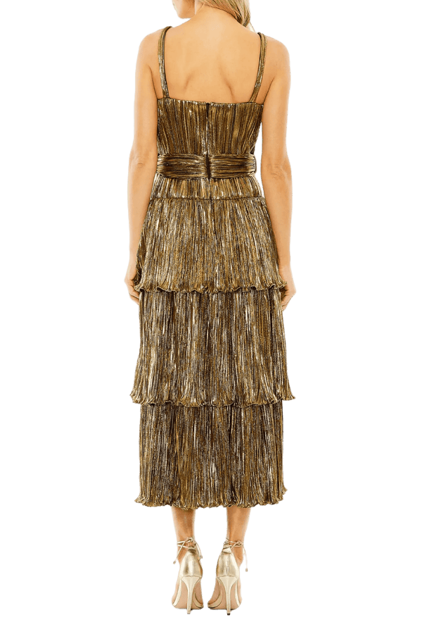 Ruffle Tiered Metallic Dress - ALBOUSHIYA - district 5 - dubai - riyadh - abaya - dresses - designers - evening wear - luxury - elegance - craftsmanship - gowns - cocktail dresses - collections - georges