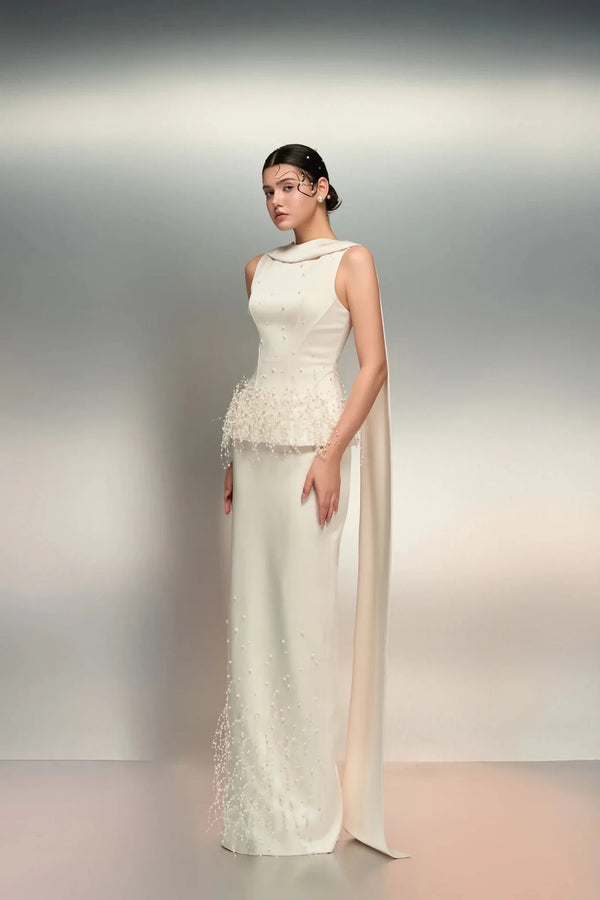 Salma Silk Taffeta Dress - ALBOUSHIYA - district 5 - dubai - riyadh - abaya - dresses - designers - evening wear - luxury - elegance - craftsmanship - gowns - cocktail dresses - collections - georges
