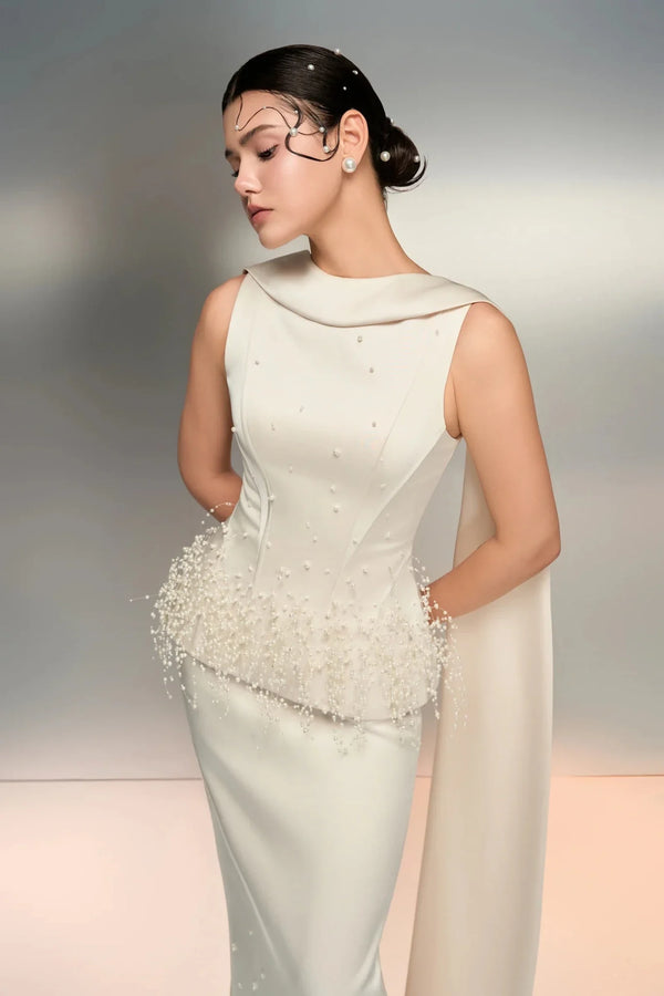 Salma Silk Taffeta Dress - ALBOUSHIYA - district 5 - dubai - riyadh - abaya - dresses - designers - evening wear - luxury - elegance - craftsmanship - gowns - cocktail dresses - collections - georges