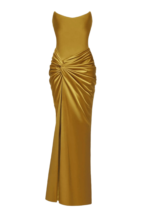 Satin Corset Maxi Dress with Draped Skirt - ALBOUSHIYA - district 5 - dubai - riyadh - abaya - dresses - designers - evening wear - luxury - elegance - craftsmanship - gowns - cocktail dresses - collections - georges