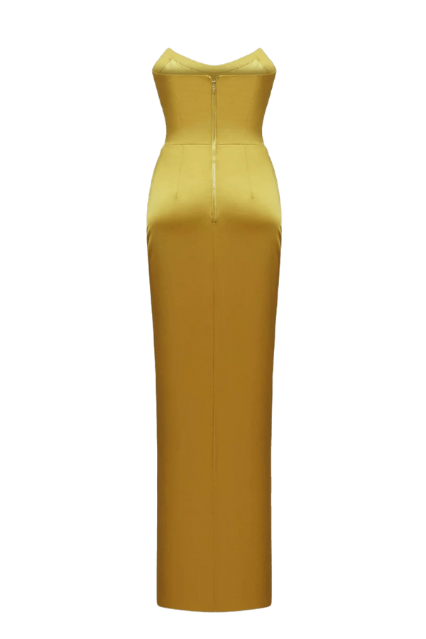 Satin Corset Maxi Dress with Draped Skirt - ALBOUSHIYA - district 5 - dubai - riyadh - abaya - dresses - designers - evening wear - luxury - elegance - craftsmanship - gowns - cocktail dresses - collections - georges
