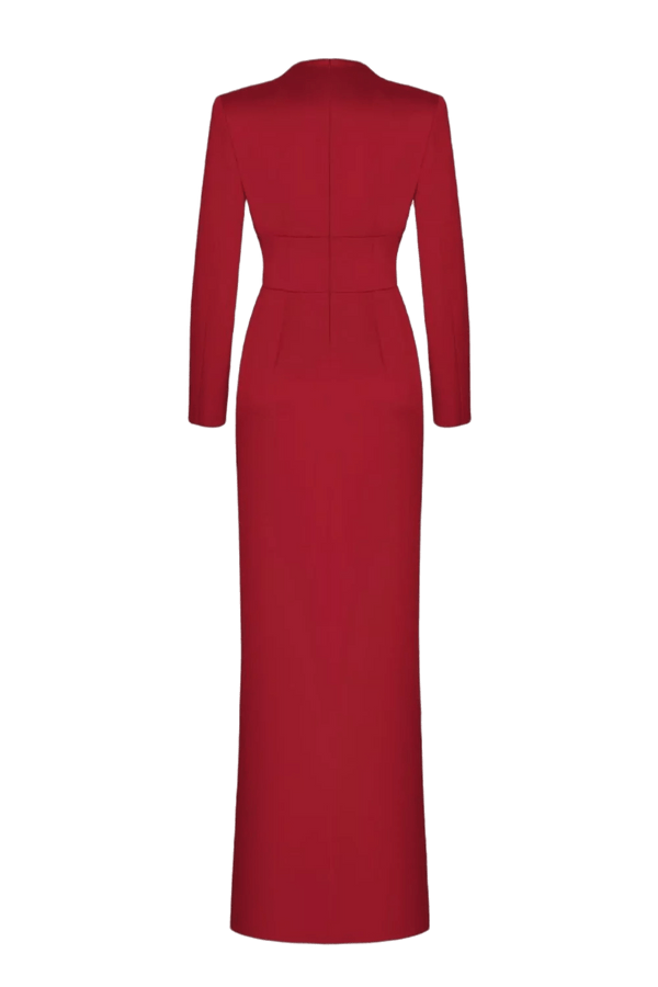 Satin Gown with Draped Skirt - ALBOUSHIYA - district 5 - dubai - riyadh - abaya - dresses - designers - evening wear - luxury - elegance - craftsmanship - gowns - cocktail dresses - collections - georges