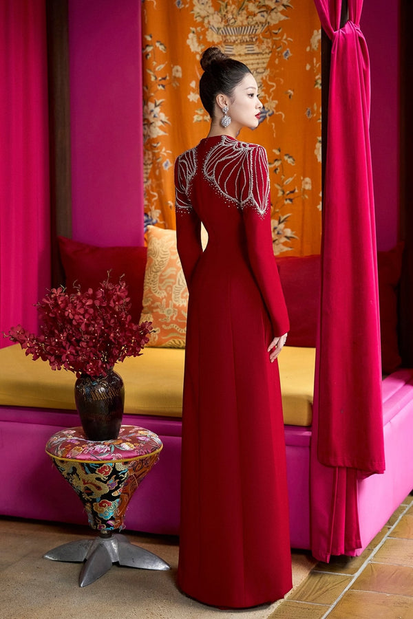Scarlet Majesty Gown - ALBOUSHIYA - district 5 - dubai - riyadh - abaya - dresses - designers - evening wear - luxury - elegance - craftsmanship - gowns - cocktail dresses - collections - georges