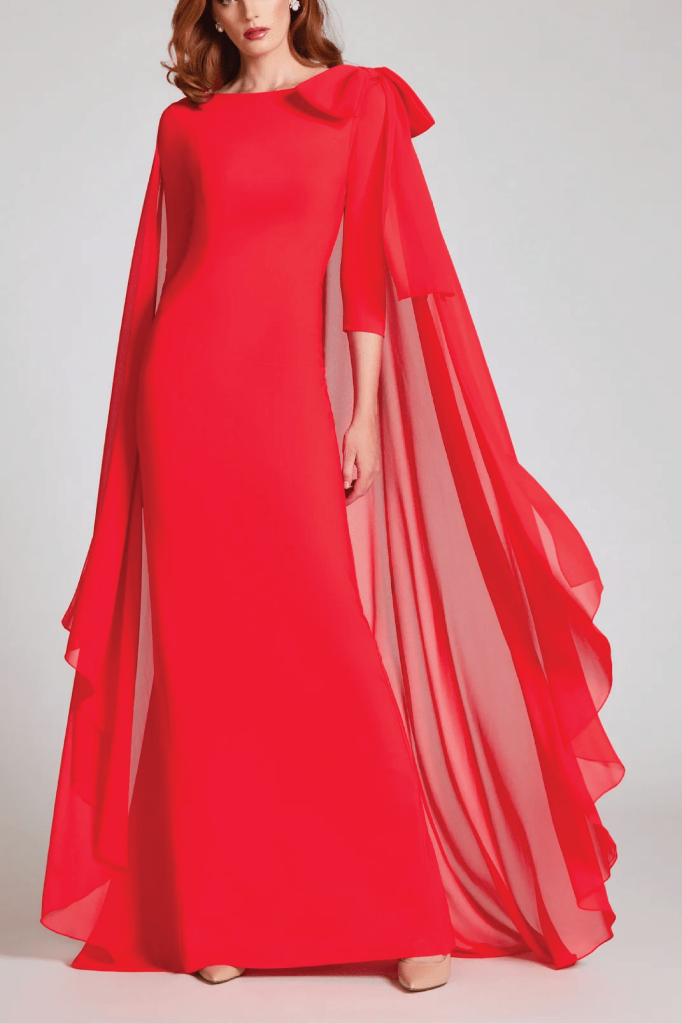Scuba Column Bow Shoulder Gown - ALBOUSHIYA - district 5 - dubai - riyadh - abaya - dresses - designers - evening wear - luxury - elegance - craftsmanship - gowns - cocktail dresses - collections - georges