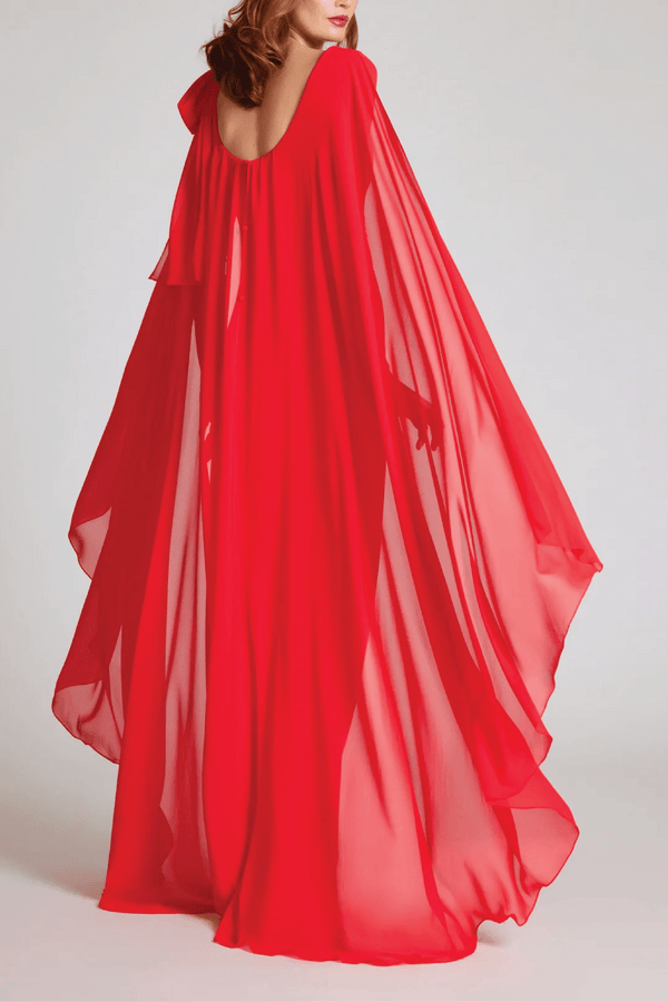 Scuba Column Bow Shoulder Gown - ALBOUSHIYA - district 5 - dubai - riyadh - abaya - dresses - designers - evening wear - luxury - elegance - craftsmanship - gowns - cocktail dresses - collections - georges