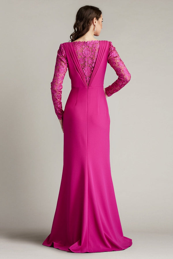 Sedona Crepe Overlay Embroidered Gown - ALBOUSHIYA - district 5 - dubai - riyadh - abaya - dresses - designers - evening wear - luxury - elegance - craftsmanship - gowns - cocktail dresses - collections - georges