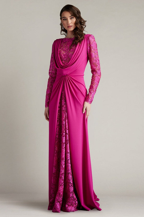 Sedona Crepe Overlay Embroidered Gown - ALBOUSHIYA - district 5 - dubai - riyadh - abaya - dresses - designers - evening wear - luxury - elegance - craftsmanship - gowns - cocktail dresses - collections - georges