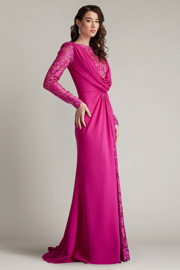 Sedona Crepe Overlay Embroidered Gown - ALBOUSHIYA - district 5 - dubai - riyadh - abaya - dresses - designers - evening wear - luxury - elegance - craftsmanship - gowns - cocktail dresses - collections - georges
