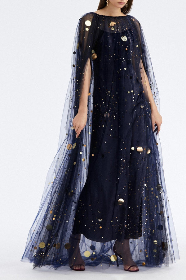 Sequin & Bead Embroidered Firefly Caftan - ALBOUSHIYA - district 5 - dubai - riyadh - abaya - dresses - designers - evening wear - luxury - elegance - craftsmanship - gowns - cocktail dresses - collections - georges