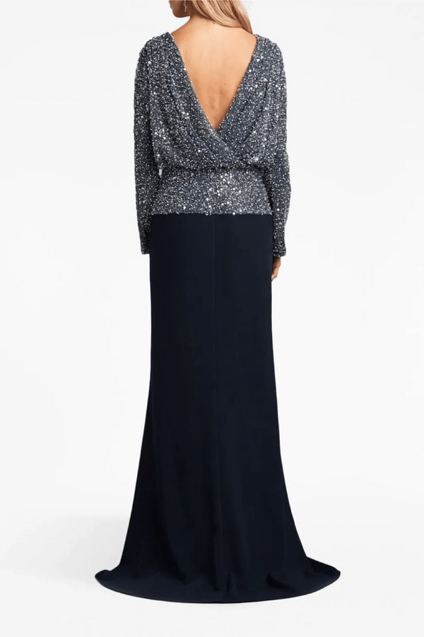 Sequin - Embellished Paneled Gown - ALBOUSHIYA - district 5 - dubai - riyadh - abaya - dresses - designers - evening wear - luxury - elegance - craftsmanship - gowns - cocktail dresses - collections - georges