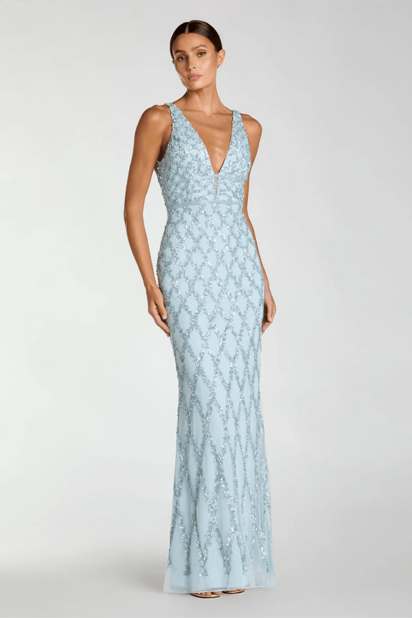 Sequin Embellished Sleeveless Column Gown - ALBOUSHIYA - district 5 - dubai - riyadh - abaya - dresses - designers - evening wear - luxury - elegance - craftsmanship - gowns - cocktail dresses - collections - georges
