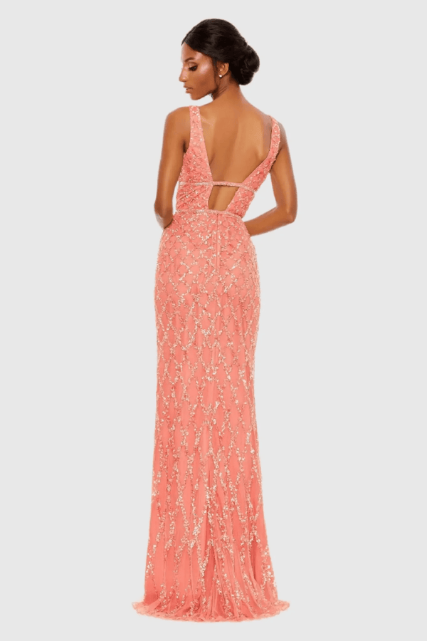 Sequin Embellished Sleeveless Column Gown - ALBOUSHIYA - district 5 - dubai - riyadh - abaya - dresses - designers - evening wear - luxury - elegance - craftsmanship - gowns - cocktail dresses - collections - georges