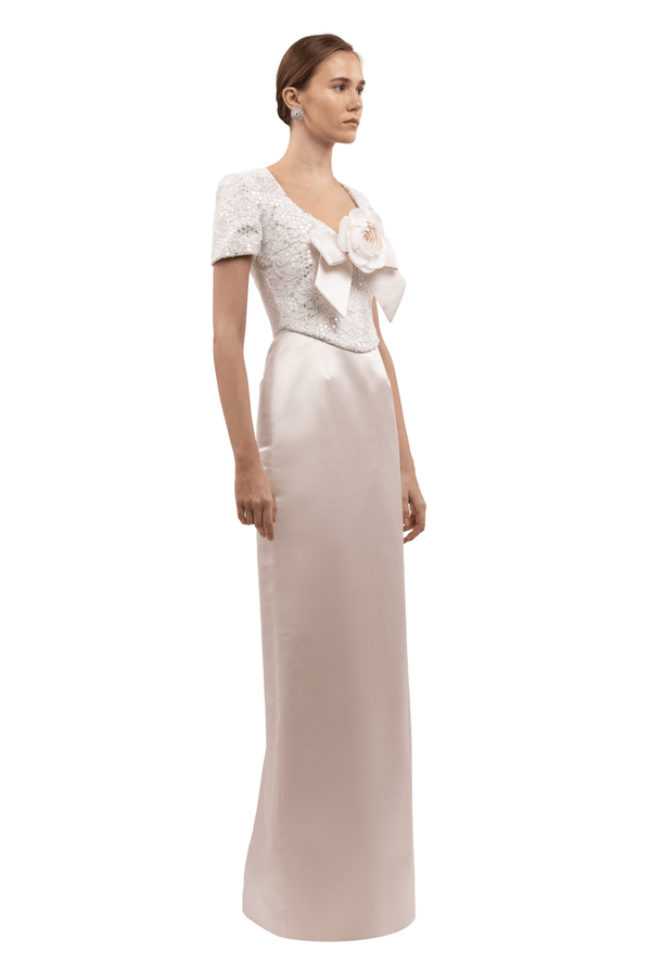 Sequined Bodice Rose Gown - ALBOUSHIYA - district 5 - dubai - riyadh - abaya - dresses - designers - evening wear - luxury - elegance - craftsmanship - gowns - cocktail dresses - collections - georges