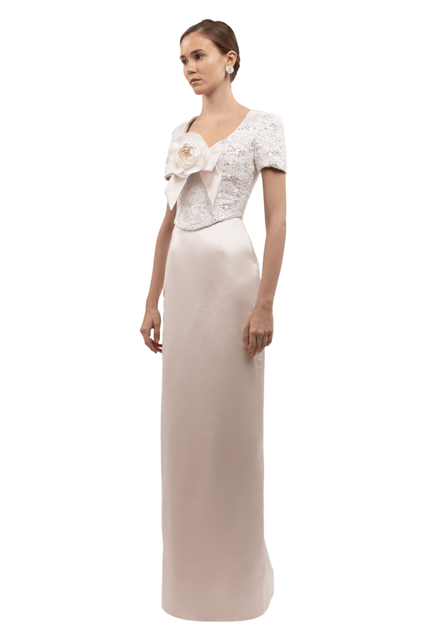 Sequined Bodice Rose Gown - ALBOUSHIYA - district 5 - dubai - riyadh - abaya - dresses - designers - evening wear - luxury - elegance - craftsmanship - gowns - cocktail dresses - collections - georges