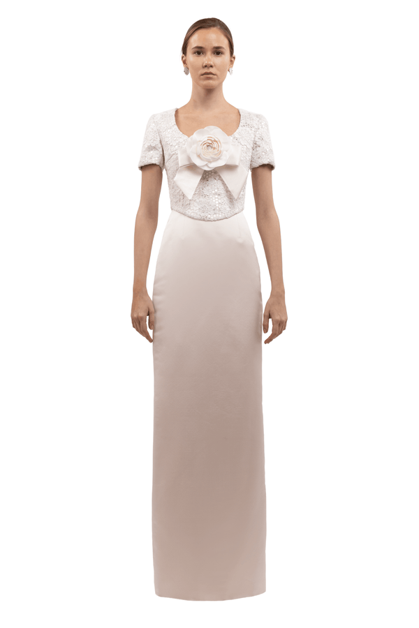 Sequined Bodice Rose Gown - ALBOUSHIYA - district 5 - dubai - riyadh - abaya - dresses - designers - evening wear - luxury - elegance - craftsmanship - gowns - cocktail dresses - collections - georges
