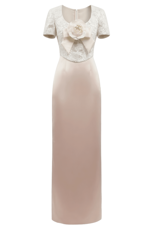 Sequined Bodice Rose Gown - ALBOUSHIYA - district 5 - dubai - riyadh - abaya - dresses - designers - evening wear - luxury - elegance - craftsmanship - gowns - cocktail dresses - collections - georges