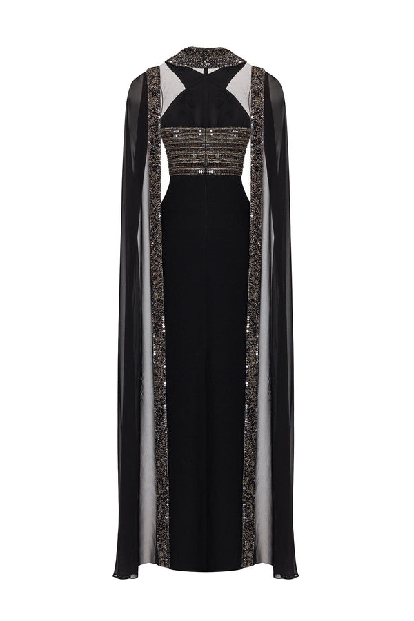 Sequined Cross Body Gown - ALBOUSHIYA - district 5 - dubai - riyadh - abaya - dresses - designers - evening wear - luxury - elegance - craftsmanship - gowns - cocktail dresses - collections - georges